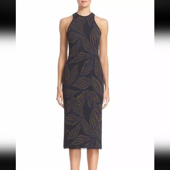 Jason Wu Dresses & Skirts - NWT Jason WuBlack Olive Blue Floral Tech Jacquard Sheath Dress